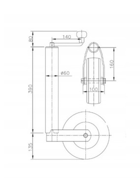 Опорное колесо с ручкой 250 кг Fi60 Metal Mz1