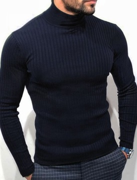 Sweter golf męski prążkowany elastyczny slimfit