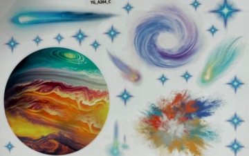 Светящиеся флуоресцентные наклейки для стен EARTH stars COSMOS 70шт