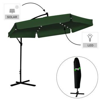 СКЛАДНОЙ САДОВЫЙ ЗОНТ ЗЕЛЕНЫЙ 350см С КРЫШКОЙ СВЕТОДИОДНОЕ СОЛНЕЧНОЕ ОСВЕЩЕНИЕ