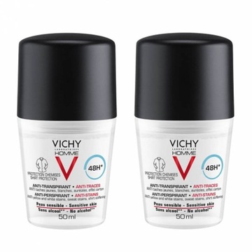 VICHY HOMME ANTYPERSPIRANT W KULCE PRZECIW ŚLADOM NA UBRANIACH 48H - 2x50ML