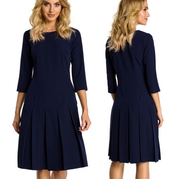 SUKIENKA ELEGANCKA WIECZOROWA KOBIECA BIUROWA GRANATOWA 44 XXL
