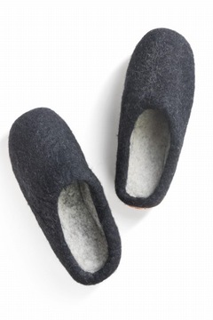 ШЕРСТЯНЫЕ ТАПОЧКИ НА ВАЛЯНОЙ ПОДОШВЕ 43