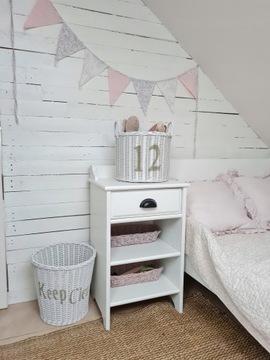 Pojemnik Kosz Rattanowy Hampton White Na Śmieci