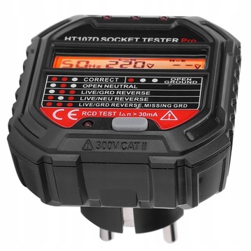 HT107D LCD cyfrowy wyświetlacz gniazdko tester