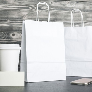 TORBA PAPIEROWA BIAŁA A4 240/100/320 50 SZT TOREBKA EKO NA PREZENT