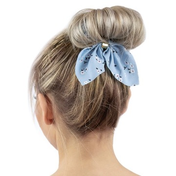 GUMKA SCRUNCHIES do włosów niebieska KWIATKI
