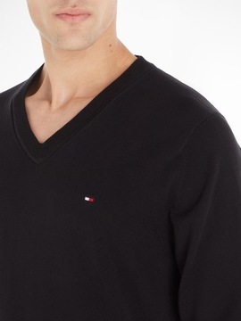 Tommy Hilfiger sweter męski Regular Fit v-neck czarny MW0MW30956-BDS XXL