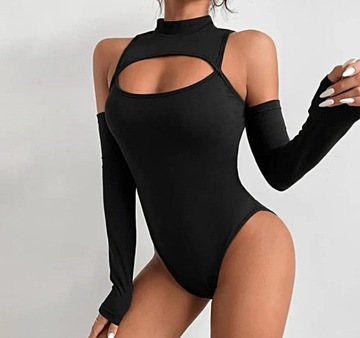 MD czarna bluzka body wycięcie | S/36