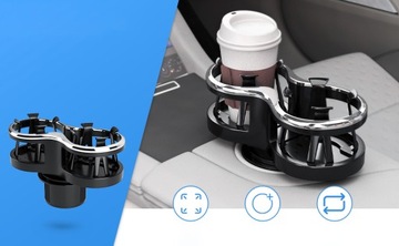 АВТОМОБИЛЬНЫЙ ДВОЙНОЙ ПОДСТАКАННИК СТАБИЛЬНЫЙ И ПРОЧНЫЙ ГИБКИЙ ЗАЖИМ