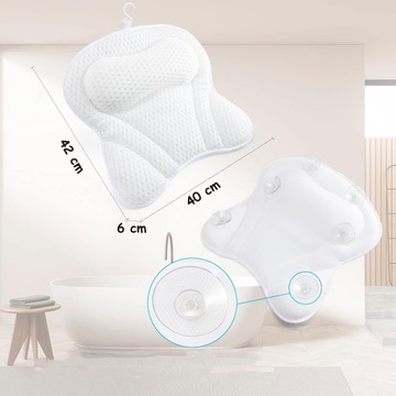МЯГКАЯ ПОДУШКА ДЛЯ ВАННЫ С ТЕХНОЛОГИЕЙ 4D AIR-MESH И 6 МОЩНЫМИ ПРИСОСАМИ