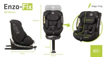 ВРАЩАЮЩЕЕСЯ автокресло 4baby ENZO-FIX I-SIZE Черный