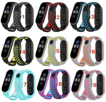 НАБОР ИЗ 5 РЕМЕШКОВ ДЛЯ XIAOMI MI BAND 5, 6, 7, РЕМЕНЬ С ОТВЕРСТИЯМИ