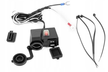 Gniazdo motocyklowe 2xUSB 3,1 A voltomierz