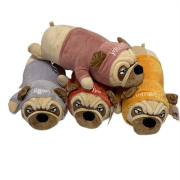 PLUSZAK MOPS BULDOG 50CM LONG długi mopsik maskotka PRZYTULANKA PODUSZKA