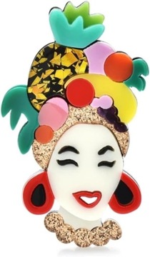 Akryl Big Elegant Hat Lady Broszki dla kobiet 2-kolorowe Modern Girl