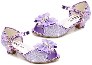 BUTY BUCIKI SANDAŁKI KSIĘŻNICZKI NA OBCASIE LILIOWE 32