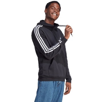 Bluza męska adidas Essentials Fleece 3-Stripes Hoodie czarna IB4028 S