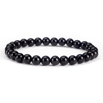 Bransoletka z kamieni naturalnych - TURMALIN CZARNY - kulki 8mm