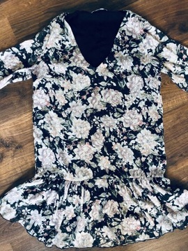 Bershka s sukienka szyfonowa kwiaty lato wiosna