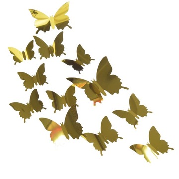 Naklejki Ścienne Motyle Motylki Lustrzane 3D Złote