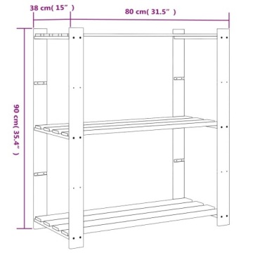 vidaXL Книжный шкаф с 3 полками Коричневый 80x38x90 см Массив сосны