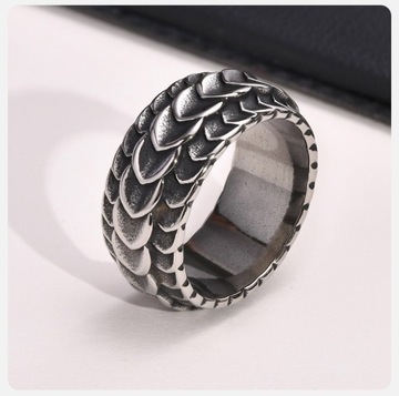 СЕРЕБРЯНОЕ ОБРУЧАЛЬНОЕ КОЛЬЦО С ПЕЧАТКОЙ ЧЕШУЙКА ДРАКОНА R17