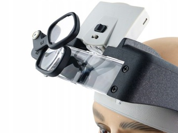 LUPA NA GŁOWĘ 2 LED OKULARY PRECYZYJNE SERWISOWE ZEGARMISTRZOWSKIE 1.5x 17x