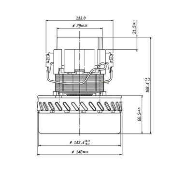 Двигатель TURBINA для пылесоса Karcher PUZZI 100 200, высота 170 мм, 1200Вт
