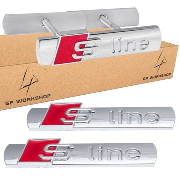 AUDI S-LINE EMBLEMAT GRILL ZESTAW SREBRNY POŁYSK