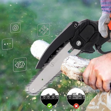 АККУМУЛЯТОРНАЯ ЭЛЕКТРИЧЕСКАЯ ПИЛА МИНИ 6 ДЮЙМОВ + 2 АККУМУЛЯТОРА + 2 ЦЕПИ 800 Вт