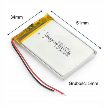 Bateria Akumulator Li-Poly 1000mAh 3.7V 503450