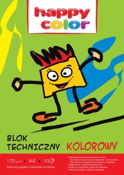 HAPPY COLOR BLOK TECHNICZNY A4 10.ARK KOLOROWY