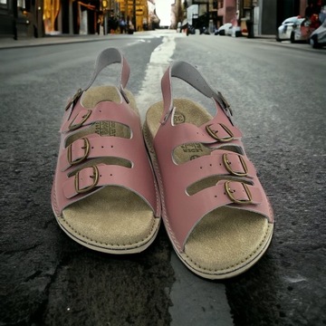 Женские кожаные босоножки Fusbet, розовые