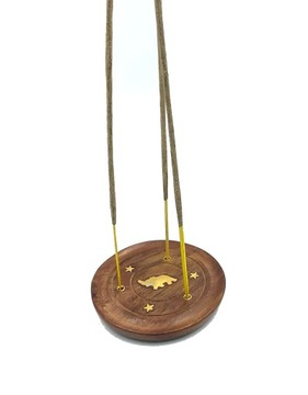 Mała okrągła podstawka na kadzidełka 7.5cm drewno