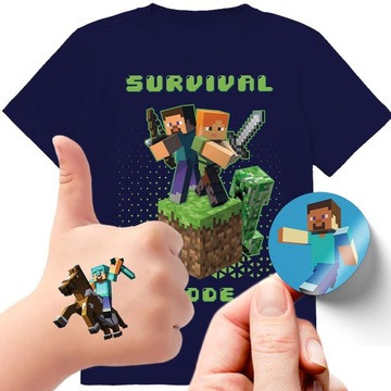 ZESTAW KOSZULKA + TATUAŻE NAKLEJKI MINECRAFT 104