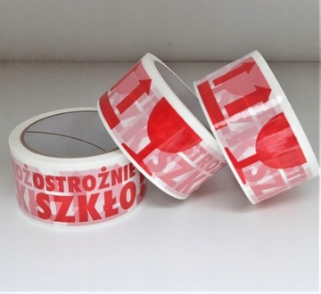 Taśma Ostrożnie SZKŁO 48/60 Hot-Melt Długa
