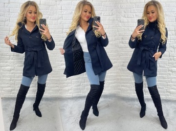 KLASYCZNY PŁASZCZ Z PASKIEM Z KAPTUREM_KOLORY_XL