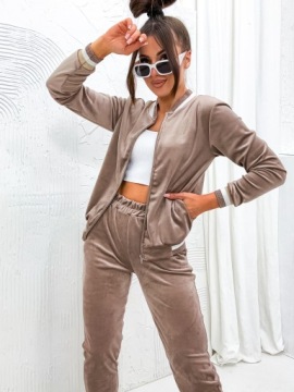 ЖЕНСКИЙ ВЕЛЮРОВЫЙ СПОРТИВНЫЙ КОМПЛЕКТ, СВИТШОТ-БОМБЕР НА МОЛНИИ, ЦВЕТА