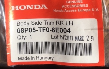 LISTWA OCHRONNA DRZWI HONDA JAZZ 2009-11 ORYGINAŁ