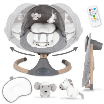 Электрическая качалка с пультом Kidwell LUXI 2в1 серый меланж