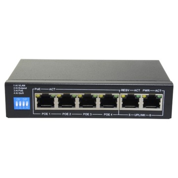 Safire SWITCH 6-port DO KAMER IP 4x PoE 60W 2x Uplink