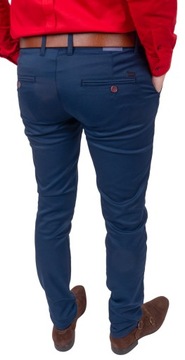 Spodnie męskie eleganckie niebieskie gładkie - 31