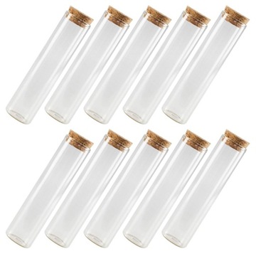 FIOLKA SZKLANA Z DREWNIANĄ KOREKĄ, PROBÓWKA, 60ML, 10 SZT.
