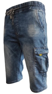 Spodenki Męskie Jeansowe Krótkie Bojówki Spodnie Jeans W38