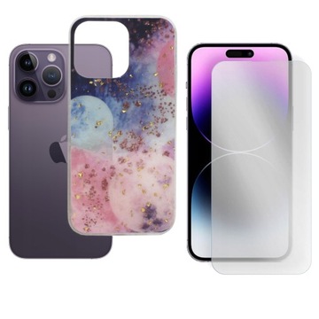 Etui Gold Glam do iPhone 14 Pro Max galactic+SZKŁO Case Pokrowiec