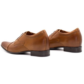 Buty męskie wizytowe pantofle skórzane P10 podwyższające brązowe 40