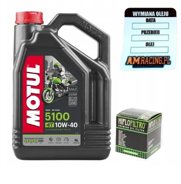 Olej Motul 5100 10W40 4L + Filtr Oleju Hiflo HF204 4T Yamaha Honda Kawasaki