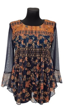 Bluza cienka dwuwarstwowa tiulowa wzorzysta M