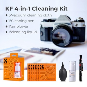 Фотонабор K&F для чистки объективов, оптики и фильтров (4в1).